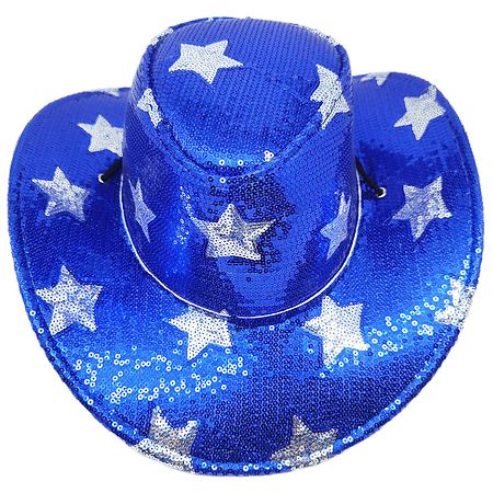 Stars & Stripes Cowboy Hat Blue and Silver