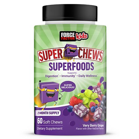 Force Factor Kids Super Chews Superfoods Very Berry Grape