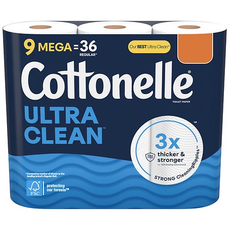 Cottonelle Ultra Clean Toilet Paper, Strong Toilet Tissue