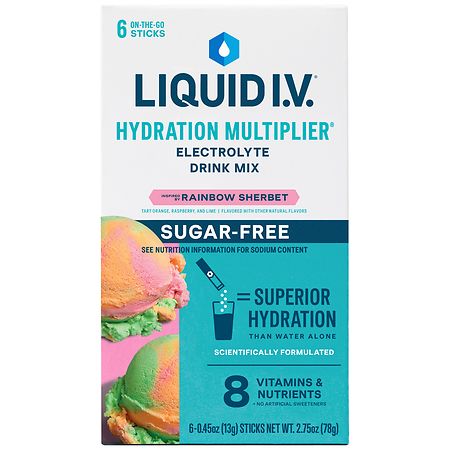 Liquid I.V. Hydration Multiplier - Sugar Free Electrolyte Drink Mix Rainbow Sherbet
