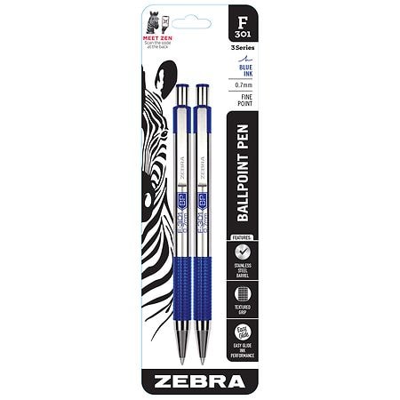 Zebra F 301 3 Series Retractable Ballpoint Pen Blue