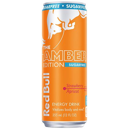 Red Bull Amber Edition Sugar-Free Energy Drink Strawberry Apricot