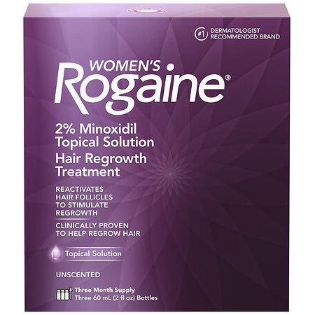 Rogaine Women's 2% Minoxidil Liquid Topical Solution Unscented, 3 Month