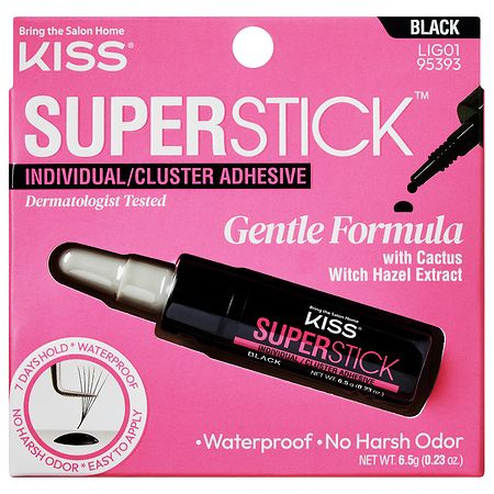 Kiss Superstick Individual Lash Cluster Liquid False Eyelash Adhesive, Black