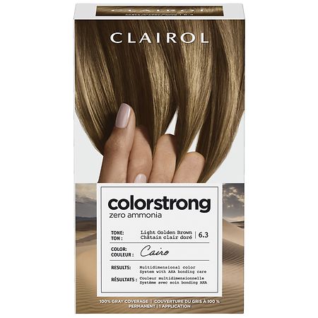 Clairol ColorStrong Zero Ammonia Multi-Dimensional Permanent Hair Color, Cairo 6.3 Light Golden Brown