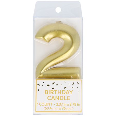 Festive Voice Birthday Candle, Two Gold