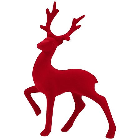 Festive Voice Flocked Reindeer Red