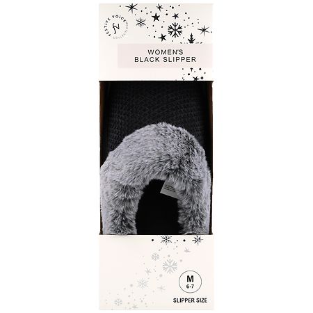 Festive Voice Women's Slippers Size M 6-7 Black