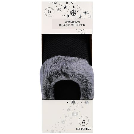 Festive Voice Women's Slippers Size L 8-9 Black