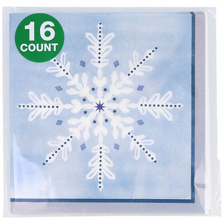 Festive Voice Beverage Napkins, Large Snowflake