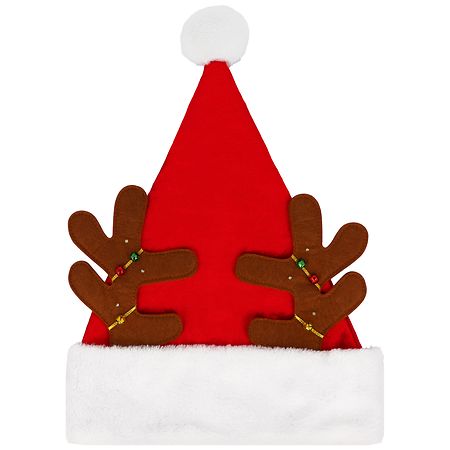 Festive Voice Light Up Santa Hat 6 Inch Assorted