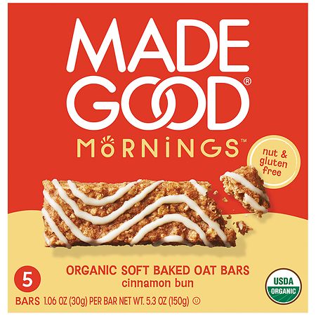 Made Good Mornings Organic Soft Baked Oat Bars Cinnamon Bun