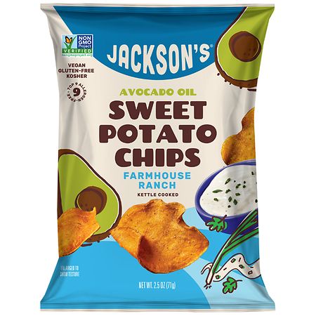Jackson's Avocado Oil Kettle Cooked Sweet Potato Chips Farmhouse Ranch