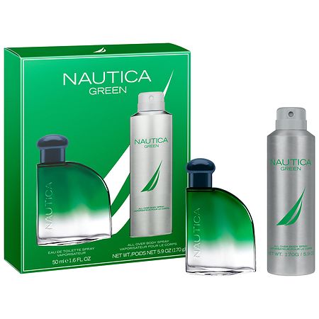 Nautica Green Eau de Toilette Spray & All Over Body Spray Gift Set Combo