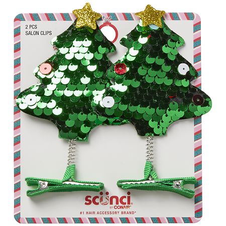 Scunci Standing Christmas Tree Hair Clips