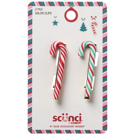 Scunci Holiday Candy Cane Hair Clips