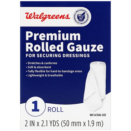 Walgreens Premium Rolled Gauze 2 in x 2.1 yd