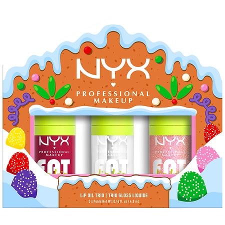 NYX Professional Makeup Holiday Lip Oil Trio Kit, 12Hr Hydration