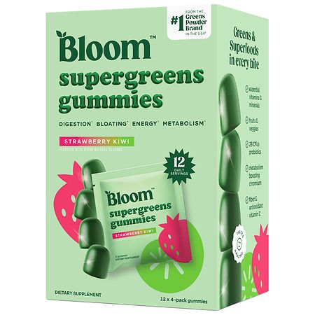 Bloom Supergreens Gummies Dietary Supplement Strawberry-Kiwi