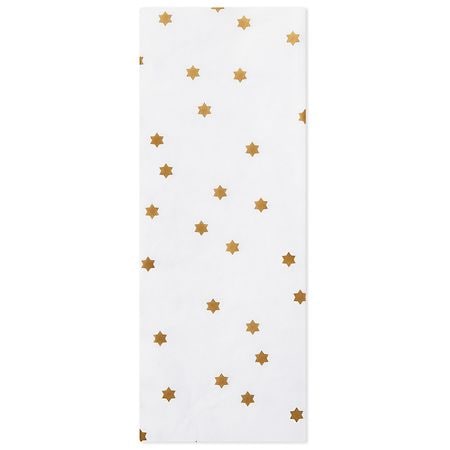 Hallmark Hanukkah Tissue Paper Gold Stars of David on White