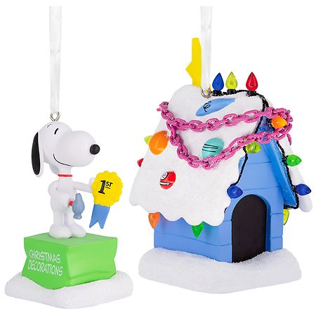 Hallmark Christmas Ornaments Peanuts Snoopy and Holiday Doghouse