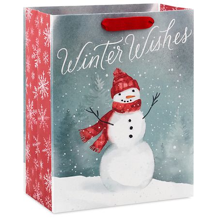 Hallmark Holiday Gift Bag (Winter Wishes Snowman On Gray)
