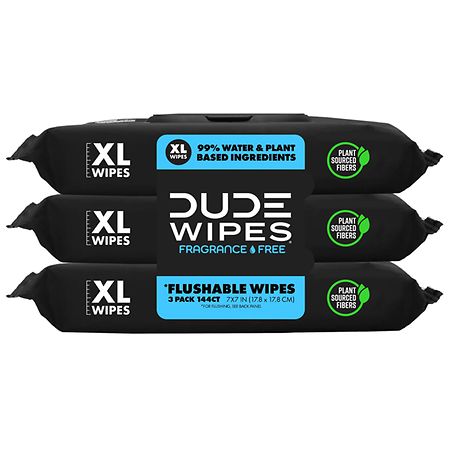 Dude Wipes Flushable Wipes Unscented, XL