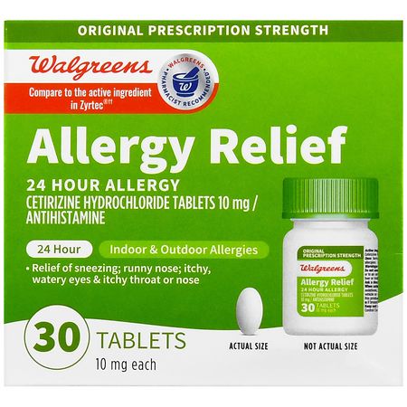 Walgreens 24 Hour Allergy Relief Cetirizine Hydrochloride 10 mg Tablets