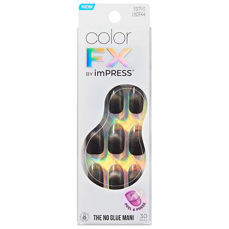 Kiss imPRESS color FX Press-On Nails Medium Oval Best Wishes Black