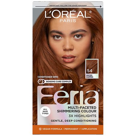 L'Oreal Paris Feria Multi-Faceted Shimmering Permanent Hair Color 54 Spiced Copper