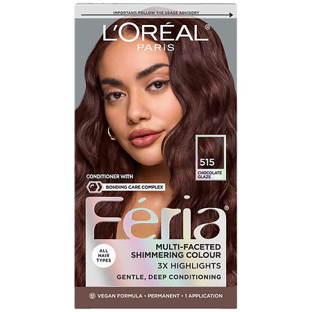 L'Oreal Paris Feria Multi-Faceted Shimmering Permanent Hair Color 515 Chocolate Glaze