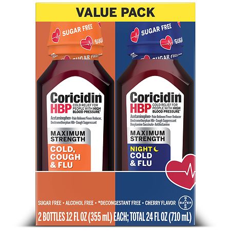 Coricidin HBP Cold & Flu Day & Night Sugar Free Liquid Cherry
