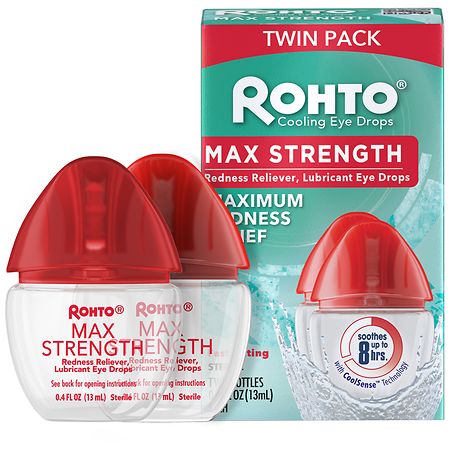 Rohto Max Strength Redness Reliever, Cooling Lubricant Eye Drops