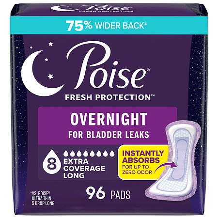 Depend Fresh Protection Overnight Incontinence & Postpartum Long Pads, 8 Drop-Extra Coverage