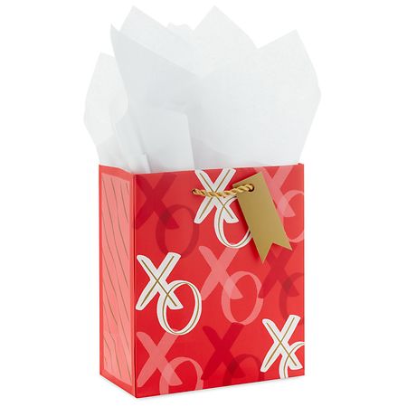 Hallmark Valentine's Day Gift Bag With Tissue Paper XO Pattern on Red