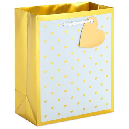 Hallmark Gift Bag (Mini Gold Hearts on White Metallic)