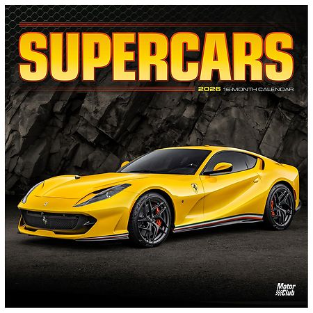 Brown Trout Supercars, 2026 Monthly Square Wall Calendar, Plastic-Free 12 x 24 Inch (Hanging)