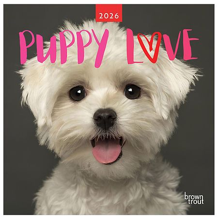 Brown Trout Puppy Love, 2026 Monthly Square Wall Calendar, Plastic-Free 12 x 24 Inch (Hanging)