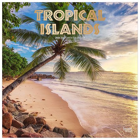 Brown Trout Tropical Islands, 2026 Monthly Square Wall Calendar, Plastic-Free 12 x 24 Inch (Hanging)