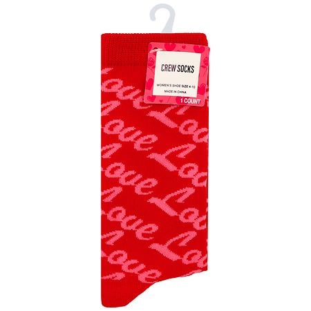 Festive Voice Crew Socks, Love Women's Shoe Size 4-10