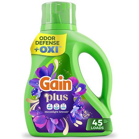 Gain Plus Liquid Laundry Detergent, Cleaner, Fresher, Now with Oxi Moonlight Breeze, 45 Loads