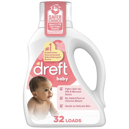 Dreft Liquid Laundry Detergent for Babies, Tackles 100% of Common Baby Stains Unscented
