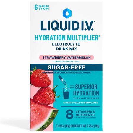 Liquid I.V. Hydration Multiplier - Sugar-Free Electrolyte Drink Mix Packets Strawberry Watermelon