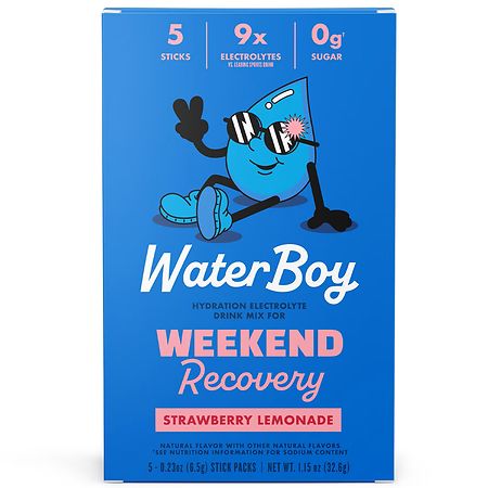 Waterboy Hydration and Weekend Recovery Powder Packets Strawberry Lemonade