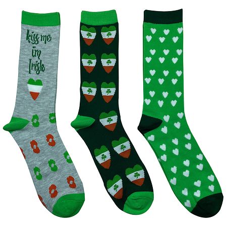 Happy St. Patrick's Day Kiss Me I'm Irish Socks Sock Size 10-13, Shoe Size 6-12