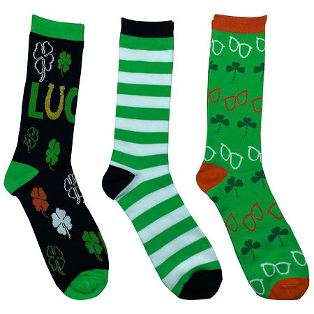 Happy St. Patrick's Day Lucky Clover Socks Sock Size 10-13, Shoe Size 6-12