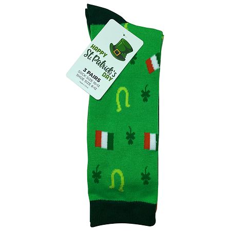 Happy St. Patrick's Day Irish Flag Socks Sock Size 10-13, Shoe Size 6-12