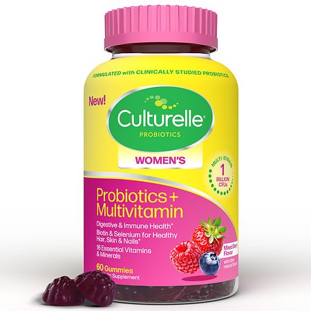 Culturelle Probiotic + Multivitamin Hair, Skin & Nails Gummies Mixed Berry