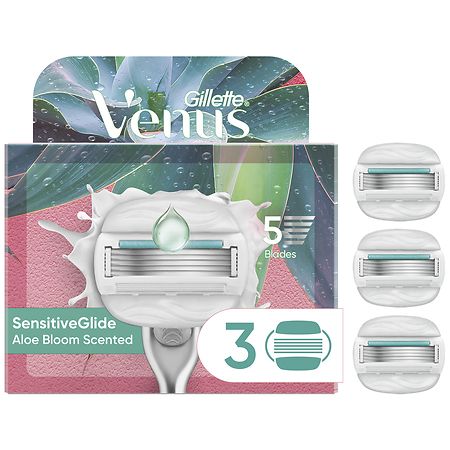 Gillette Venus Sensitive Glide Women's Razor Refill Cartridges for Sensitive Skin Aloe Bloom