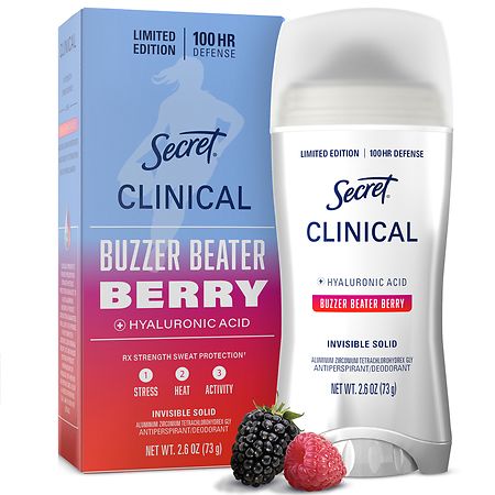 Secret Clinical Strength 100HR Hyaluronic Acid Antiperspirant Deodorant for Women Buzzer Beater Berry